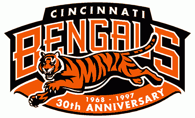 Cincinnati Bengals 1997 Anniversary Logo t shirts DIY iron ons